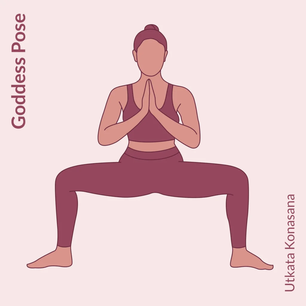 Posizione della Dea, come fare la posizione Utkata Konasana